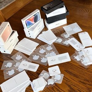 Apple White Logo Sticker and empty iPhone boxes large lot
